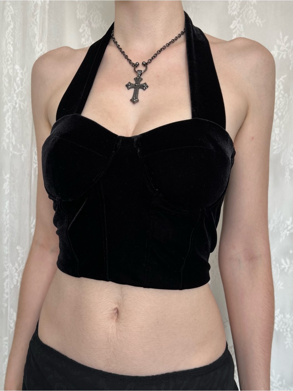 Vintage Vamp Black Velvet Tank Top - Picture 2 of 6